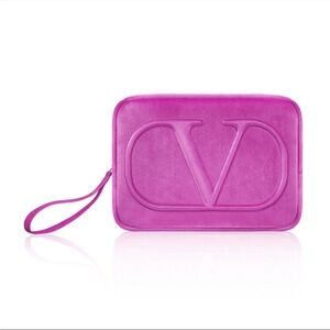 Valentino Beauty Fabric Cosmetic Makeup Travel Bag Pouch in Fuchsia
